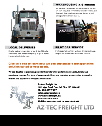 Graphic design for Aztec Freight Campbell River