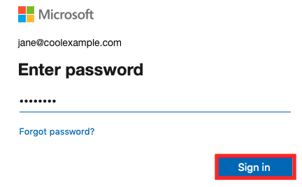 Enter your email password and select Sign in.