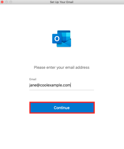 Enter your email address and select Continue.