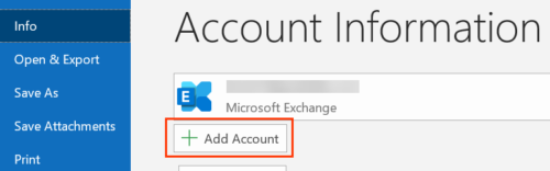 Select File, and then select Add Account.