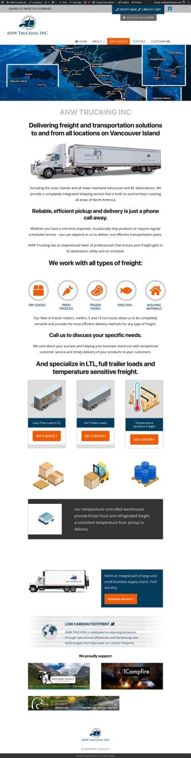 ANW Trucking website design
